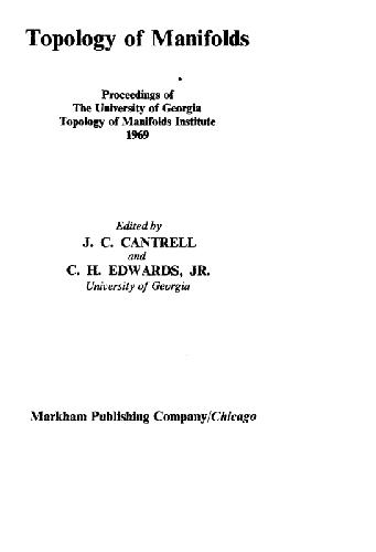 خرید و دانلود نسخه کامل کتاب Topology of manifolds: Proc. Univer. of Georgia