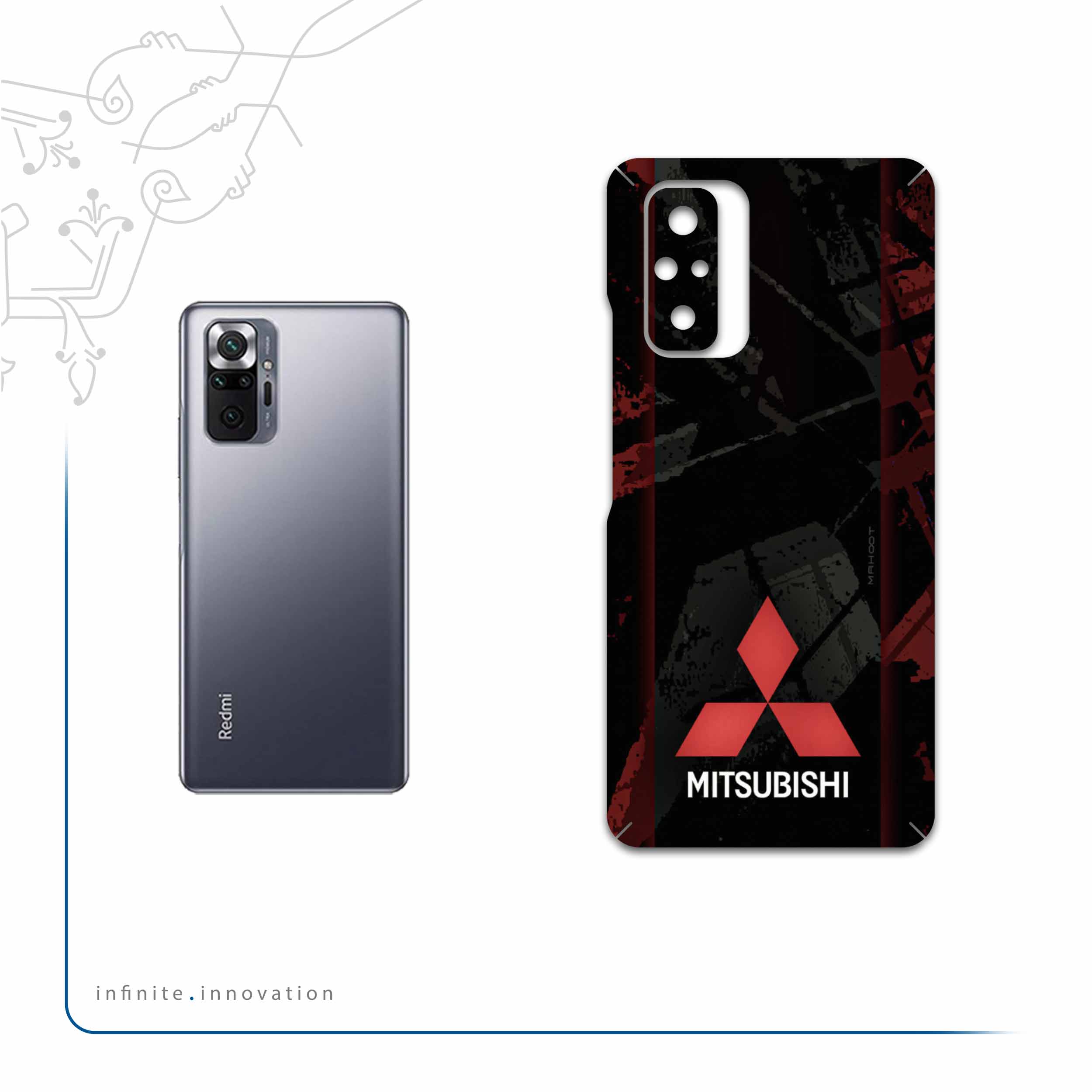 برچسب پوششی ماهوت مدل Mitsubishi-Motor مناسب برای گوشی موبایل شیائومی Redmi Note 10 Pro