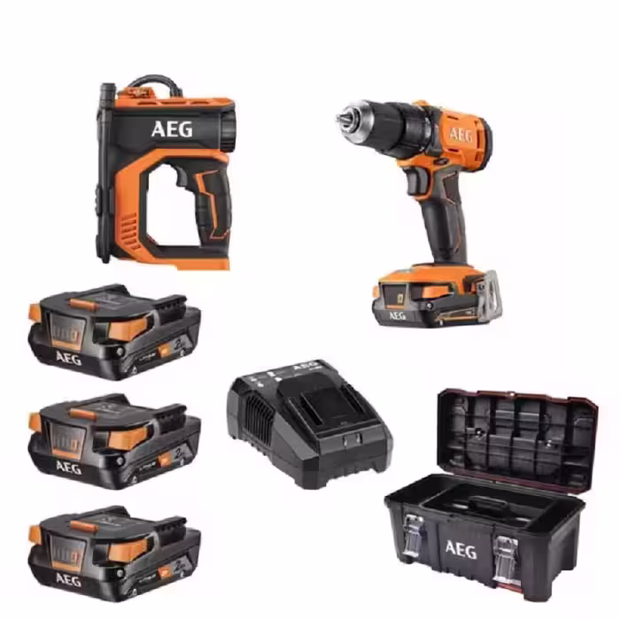 کیت دریل چکشى و کمپرسور 18 ولت آاگ مدل BSB18G4-203TBLK3+BK18C