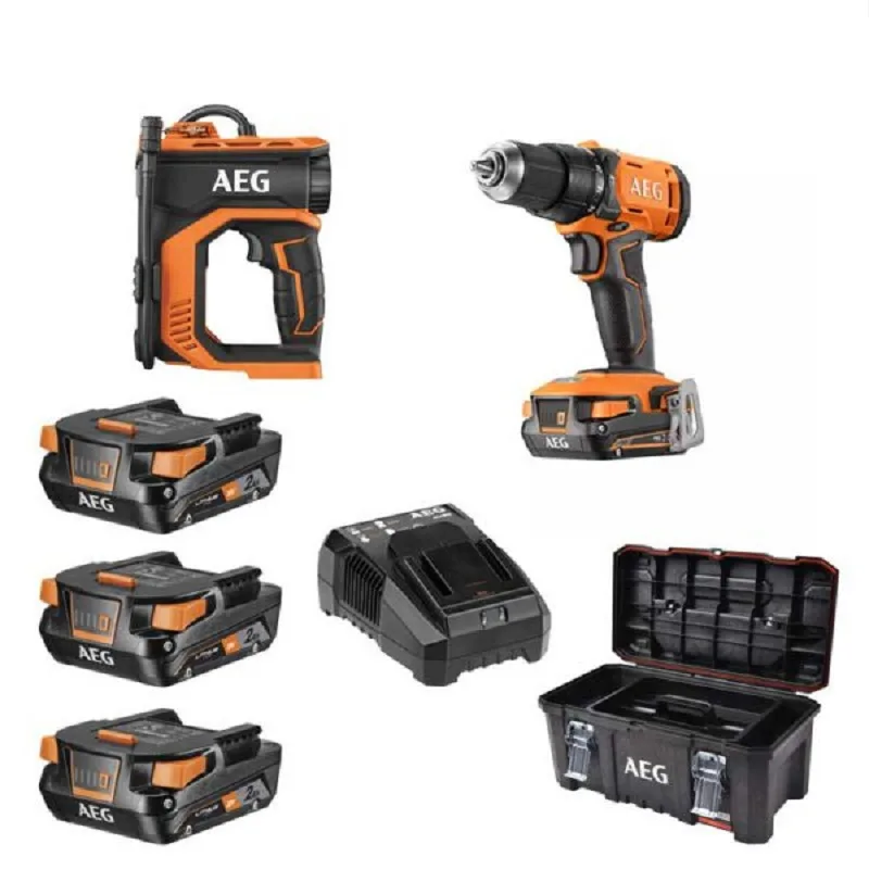 کیت دریل چکشى و کمپرسور 18 ولت آاگ مدل BSB18G4-203TBLK3+BK18C