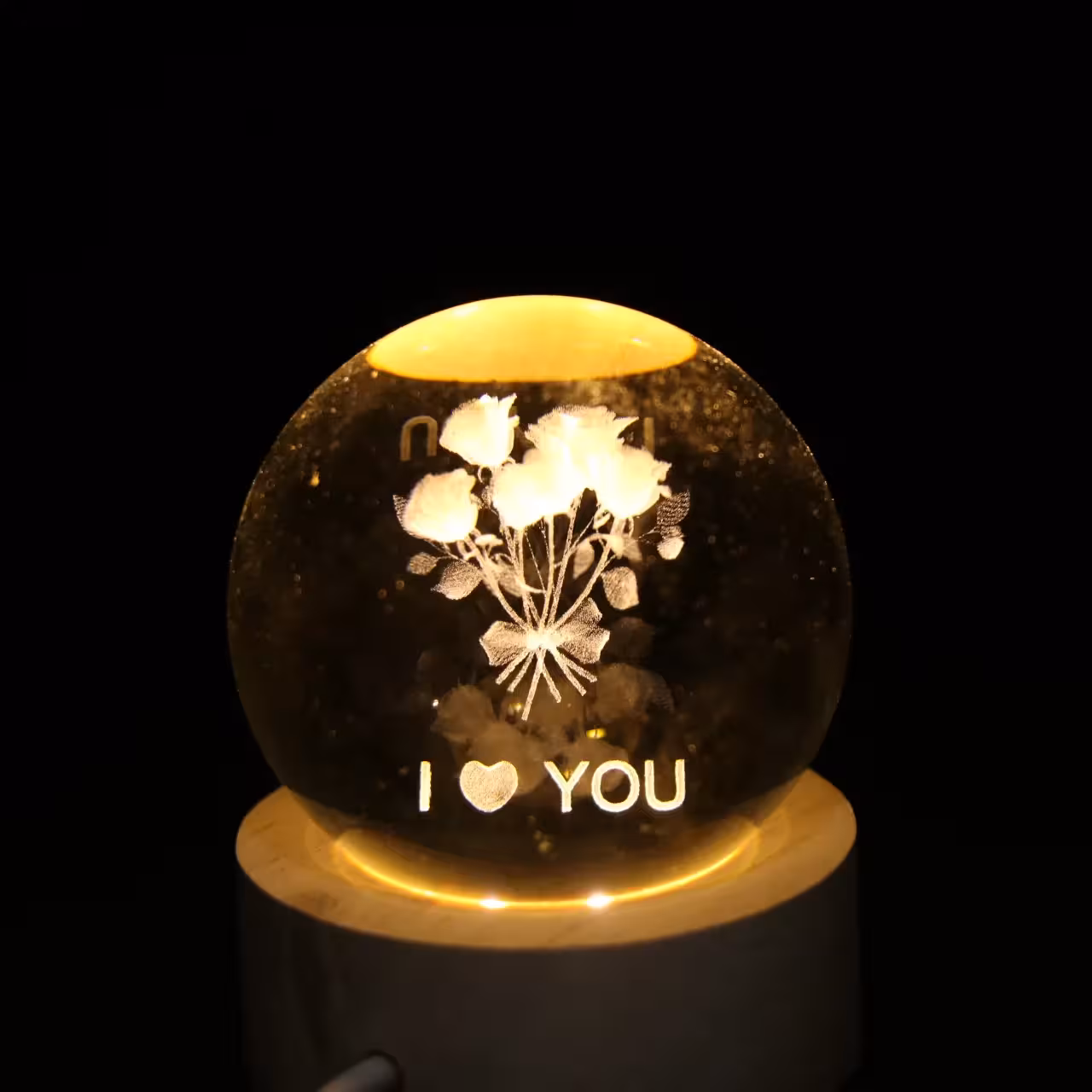 گوی چراغ خواب گل رز I LOVE YOU کد 36804