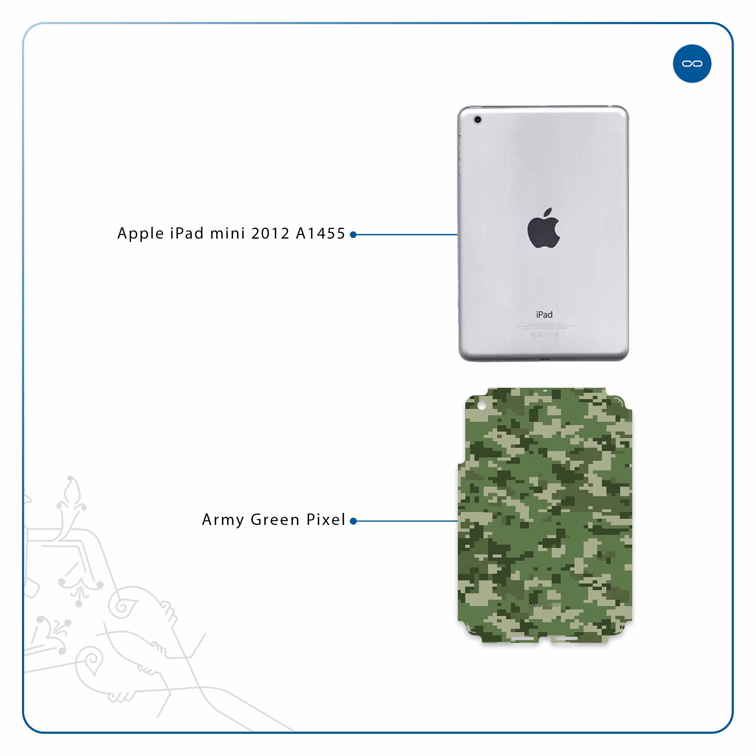 برچسب پوششی ماهوت مدل Army-Green-Pixel مناسب برای تبلت اپل iPad mini 2012 A1455