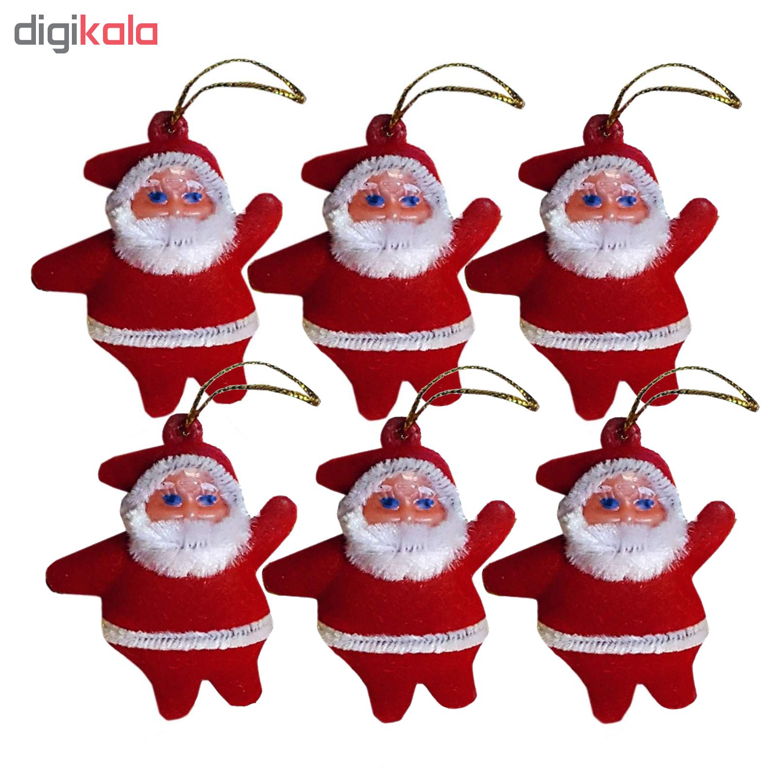 آویز درخت کریسمس طرح بابانوئل بسته 6 عددی