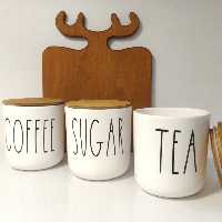 بانکه سرامیکی با تکست انگلیسی و درب چوبی واشر دار