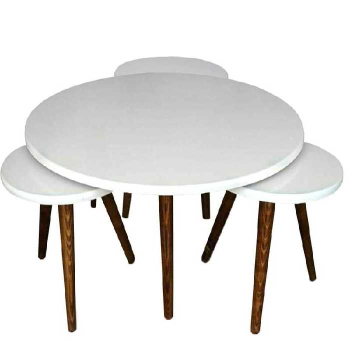 ست میز جلو مبلی و عسلی رنگ سفید و گردویی | choobsub