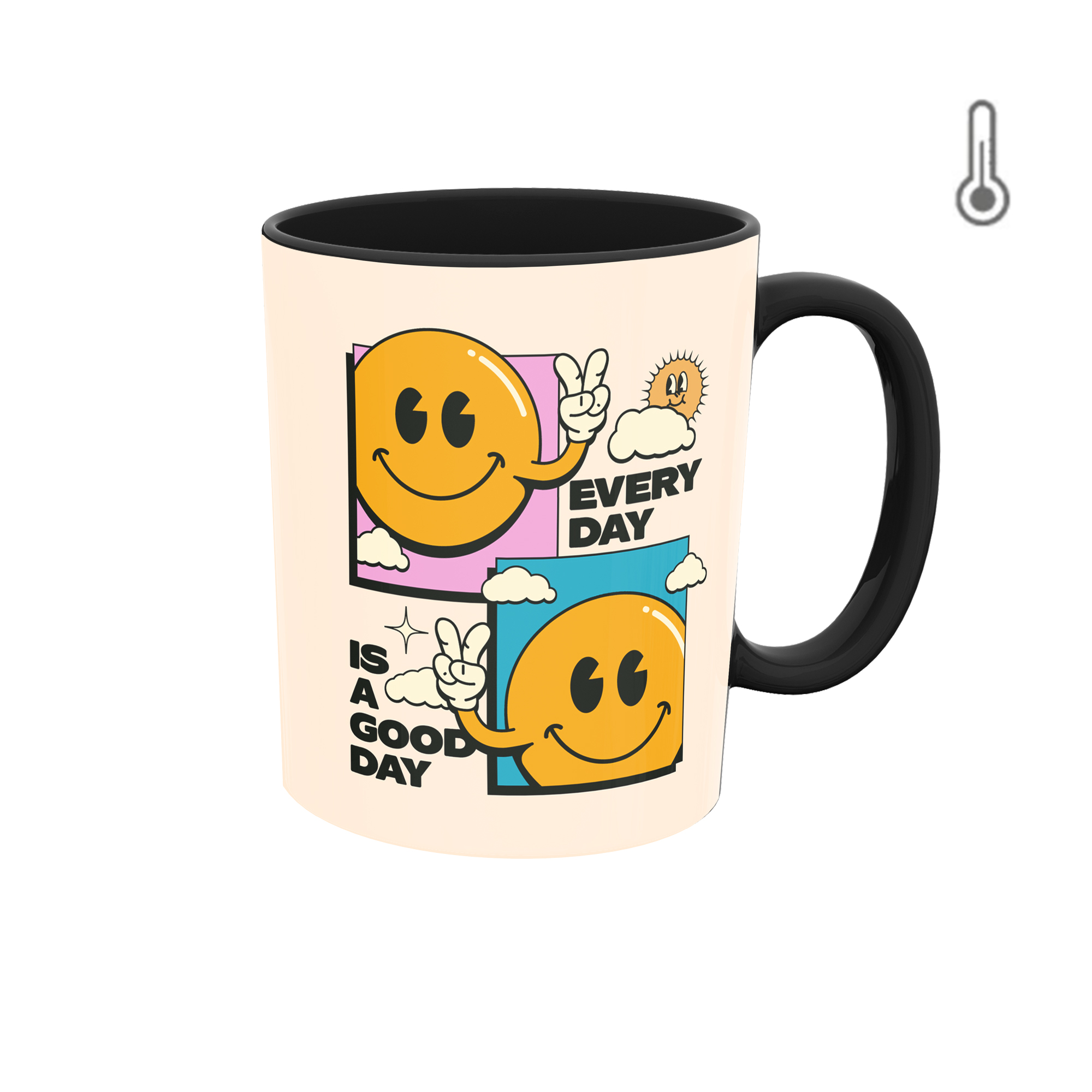 ماگ حرارتی طرح گرافیکی استیکر خنده و انگیزشی