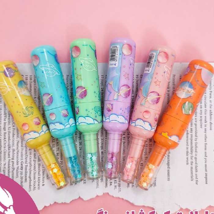 هایلایتر کهکشانی 6 رنگ  اورجینال  6 رنگ با کیفیت و جذاب  سایز بزرک همراه کیف طلقی 