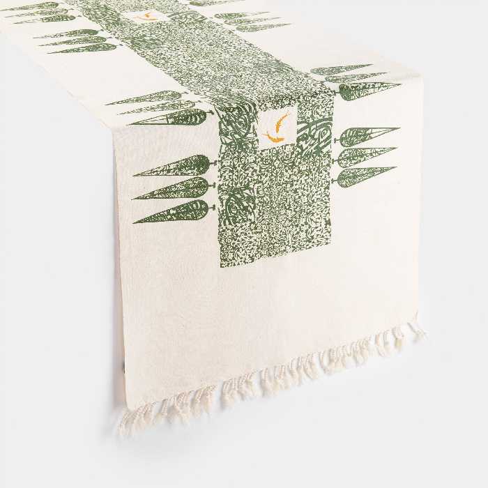 رومیزی چاپ دستی گدار مدل باغ کاشی