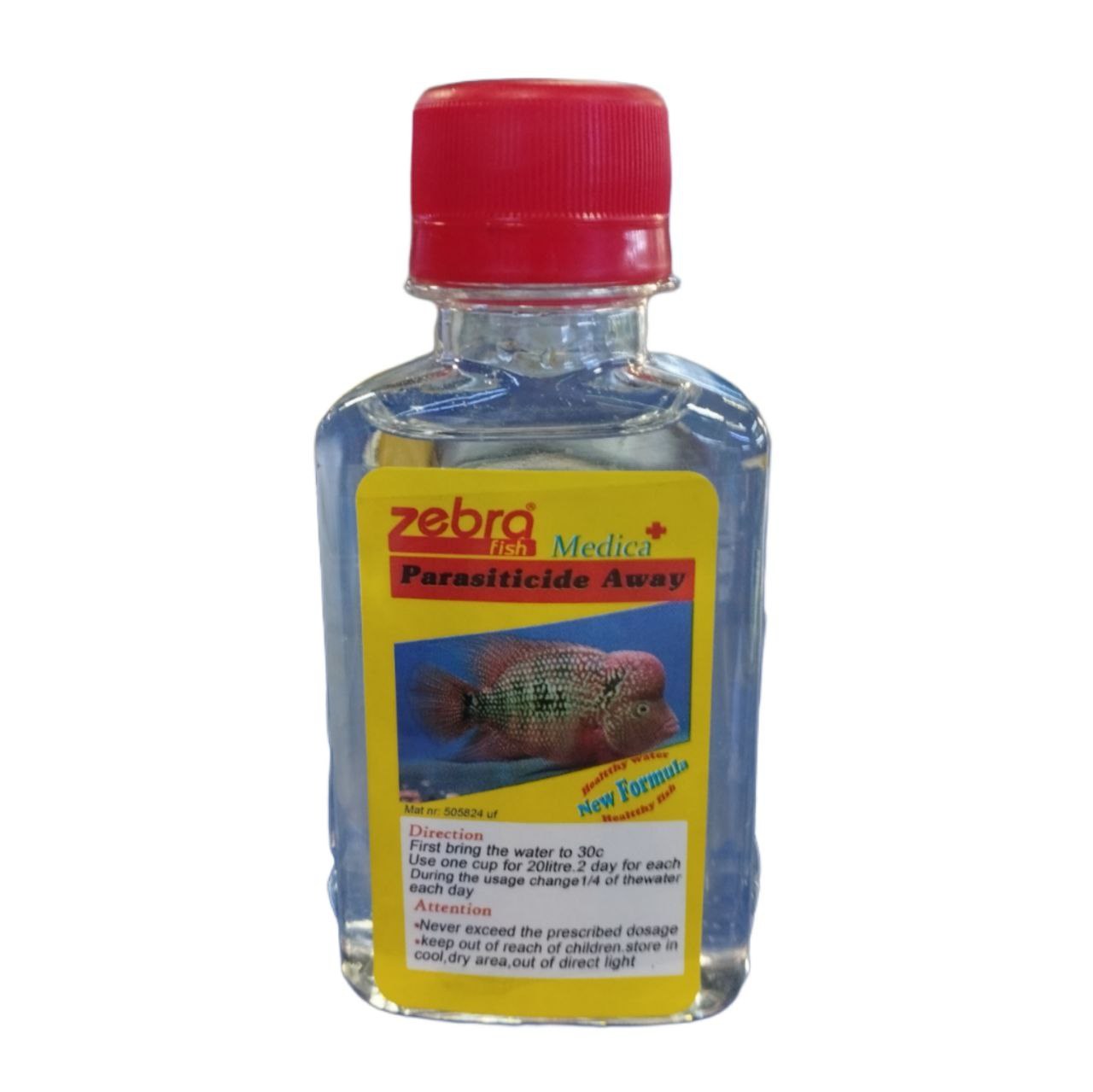 محلول ماهیان ضد عفونی بی رنگ زبرا حجم 120 میلی لیتر