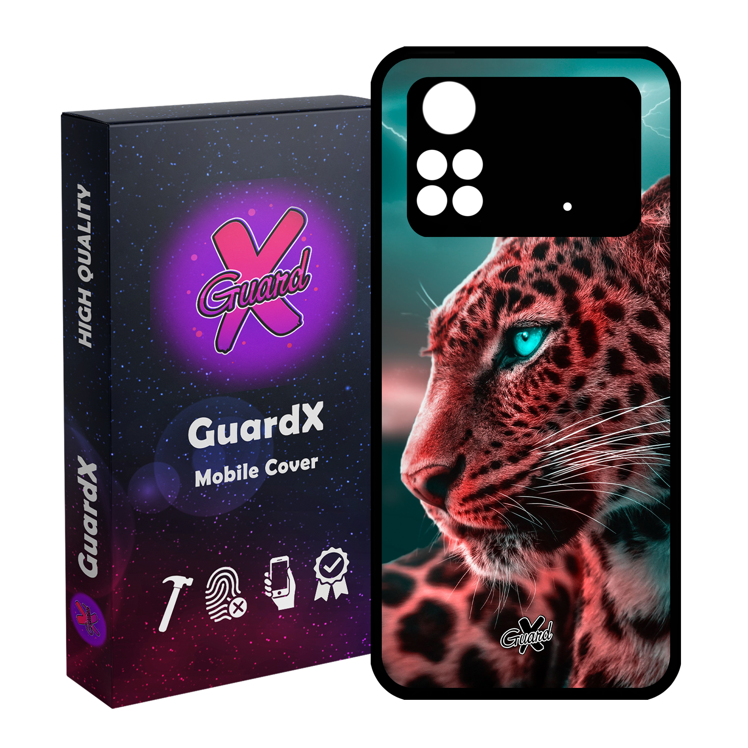 کاور گارد ایکس طرح پلنگ مدل Glass10233 مناسب برای گوشی موبایل شیائومی Poco M4 Pro 4G