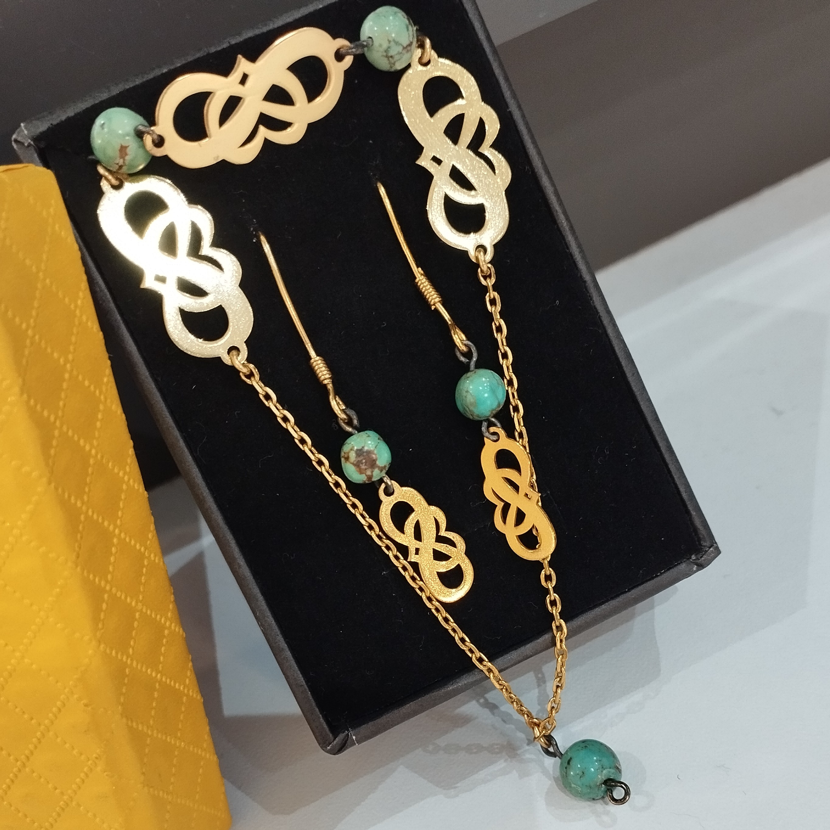 نیم ست نقره با آبکاری رادیوم رنگ طلا