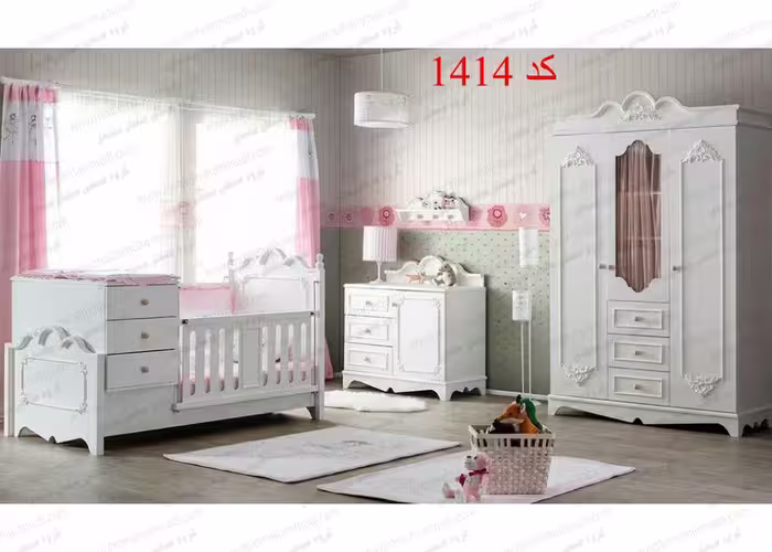 سرویس خواب دو مظنوره کد 1414 شامل تخت/کمد/دراور