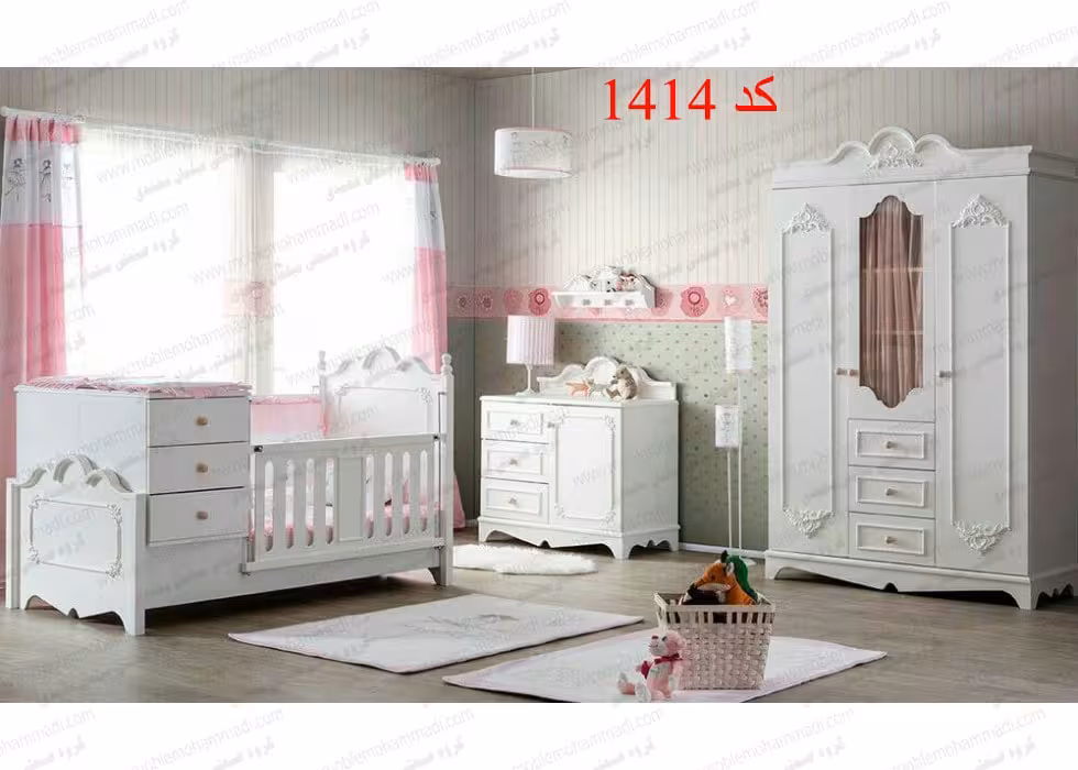 سرویس خواب دو مظنوره کد 1414 شامل تخت/کمد/دراور