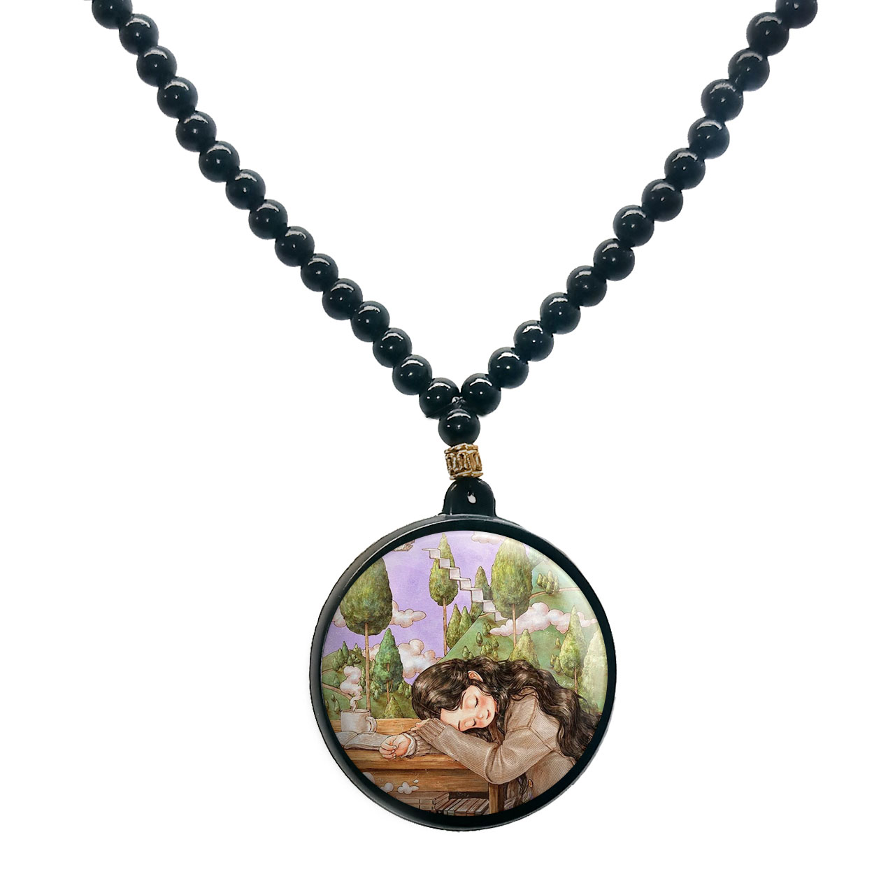 گردنبند پرمانه طرح دخترونه کد pmd.23446 مدل دو طرفه