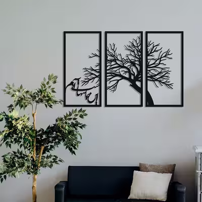 دیوارکوب طرح درخت و نستعلیق 061 مجموعه 3 عددی