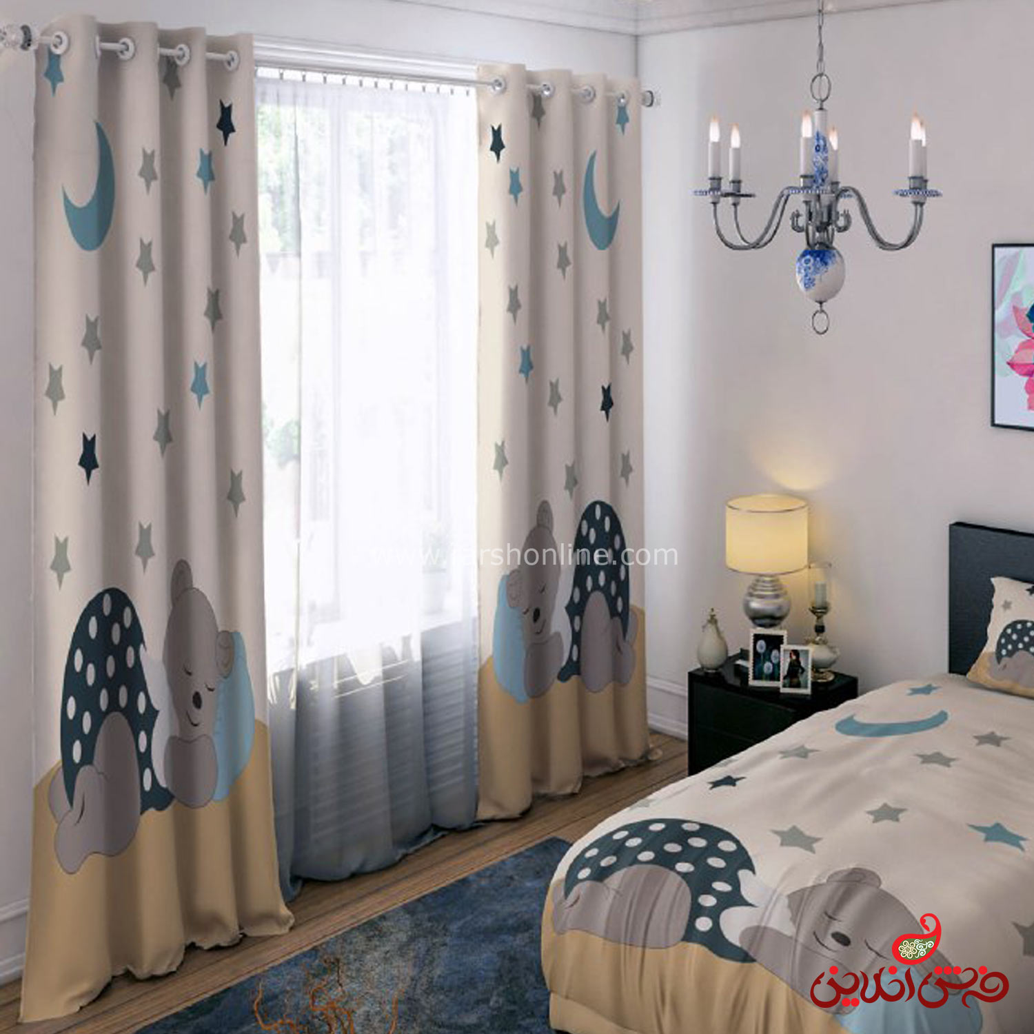 پرده 2 عددی طرح خرس کد 140123/1