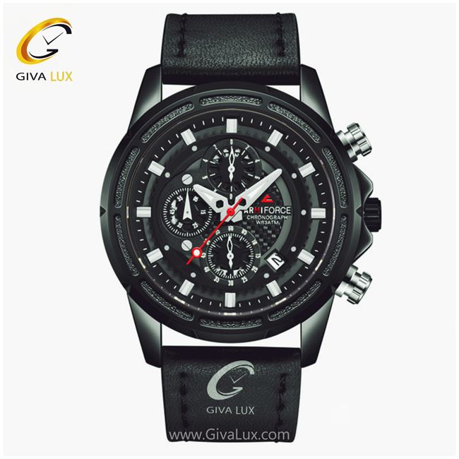 ساعت مچی اورجینال ناوی فورس مردانه سه موتوره کرنوگراف مشکی | مشکی | مشکی | کد رفرنس NF8004