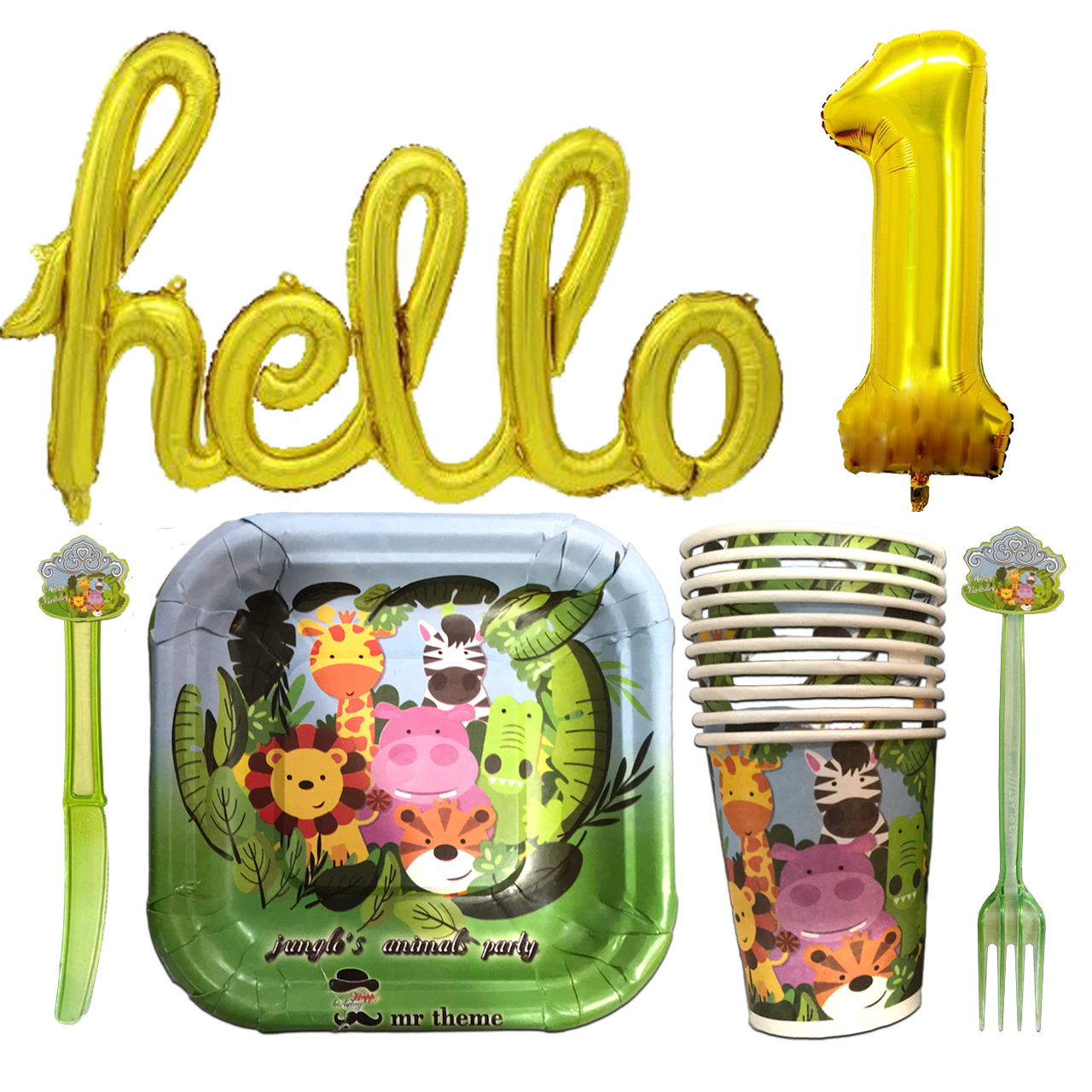 مجموعه 42 عددی تم تولد مستر تم طرح حیوانات جنگل پلاس کد 1