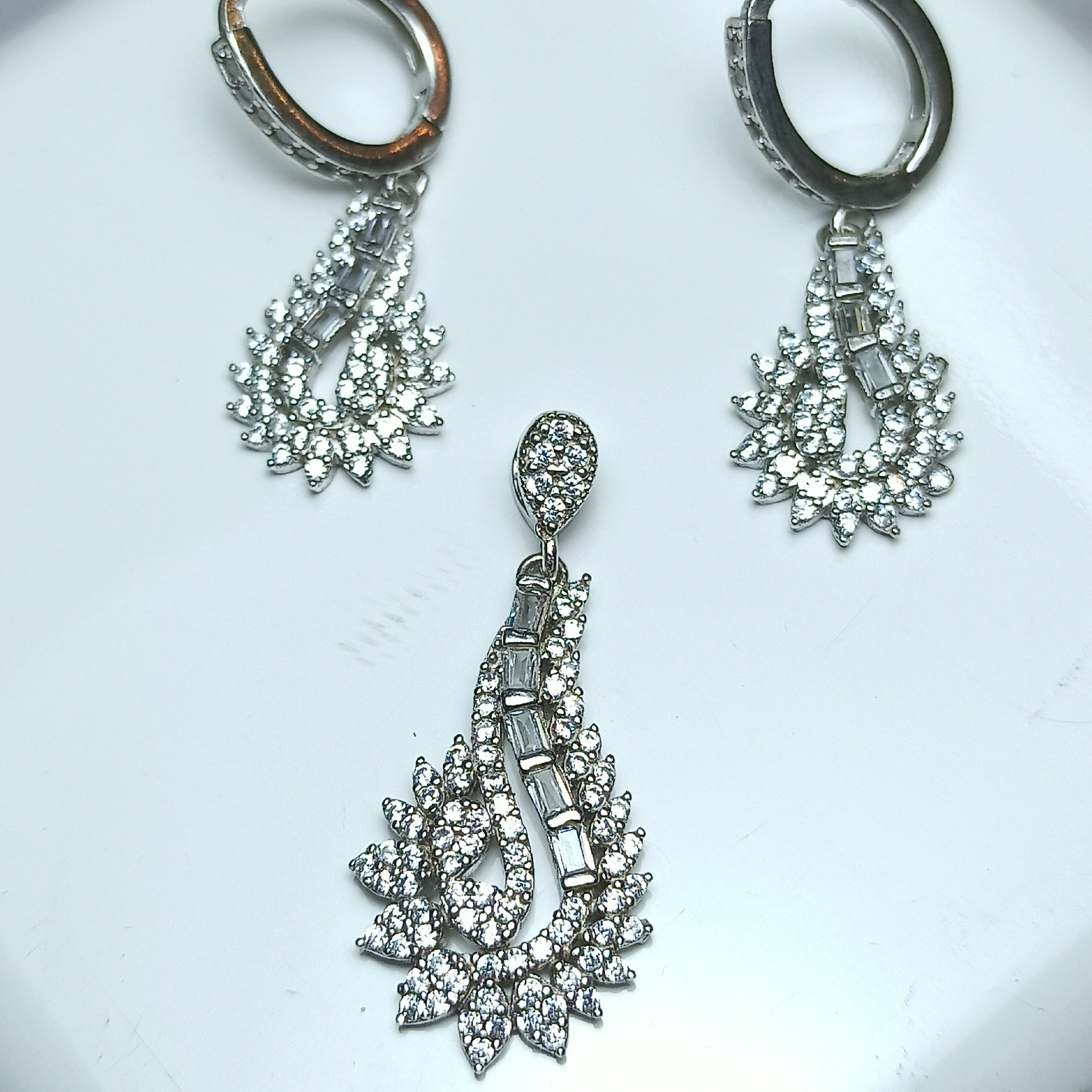 نیم ست نقره جواهری آبکاری رادیوم