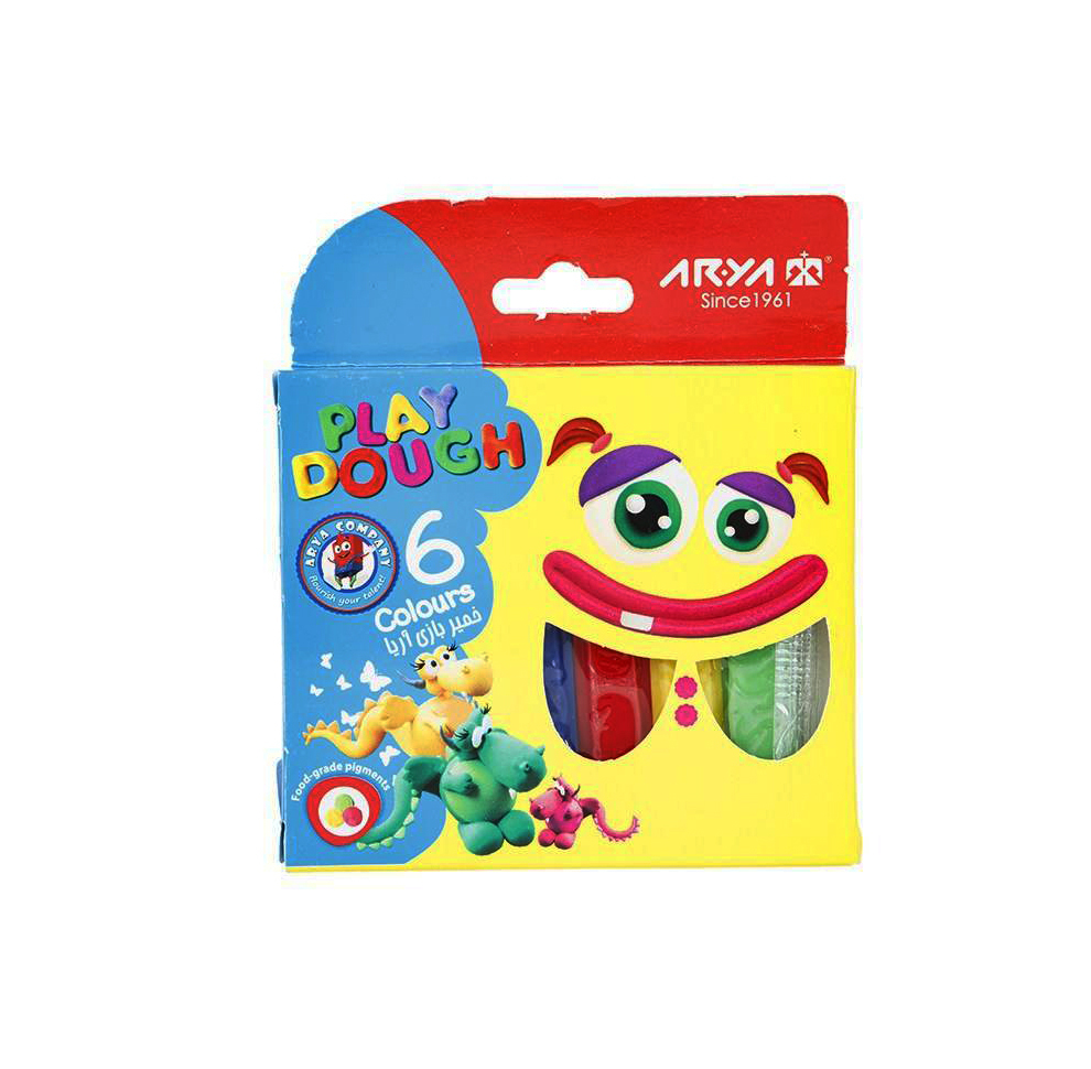 خمیر بازی 6 رنگ جعبه مقوایی آریا