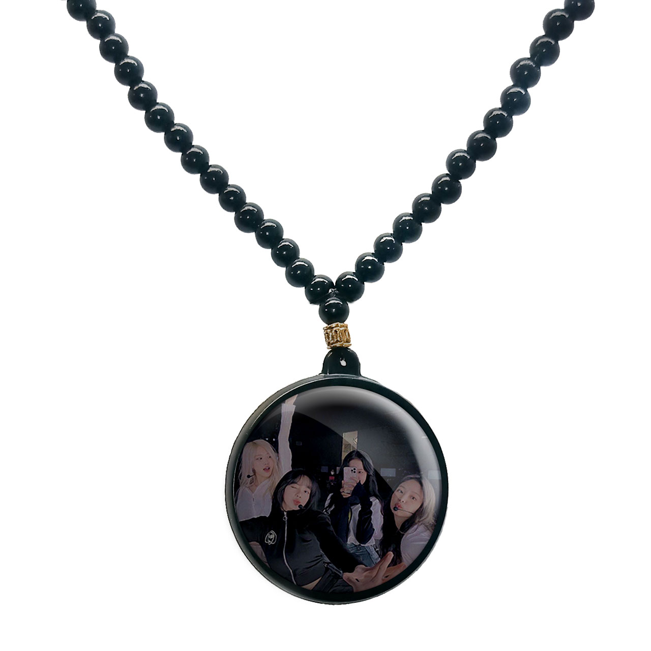 گردنبند پرمانه طرح بلک پینک کد pmd.17778 مدل دو طرفه