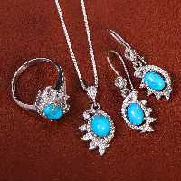 نیم ست فیروزه زنانه کد 21211 - جواهری مشاهیر