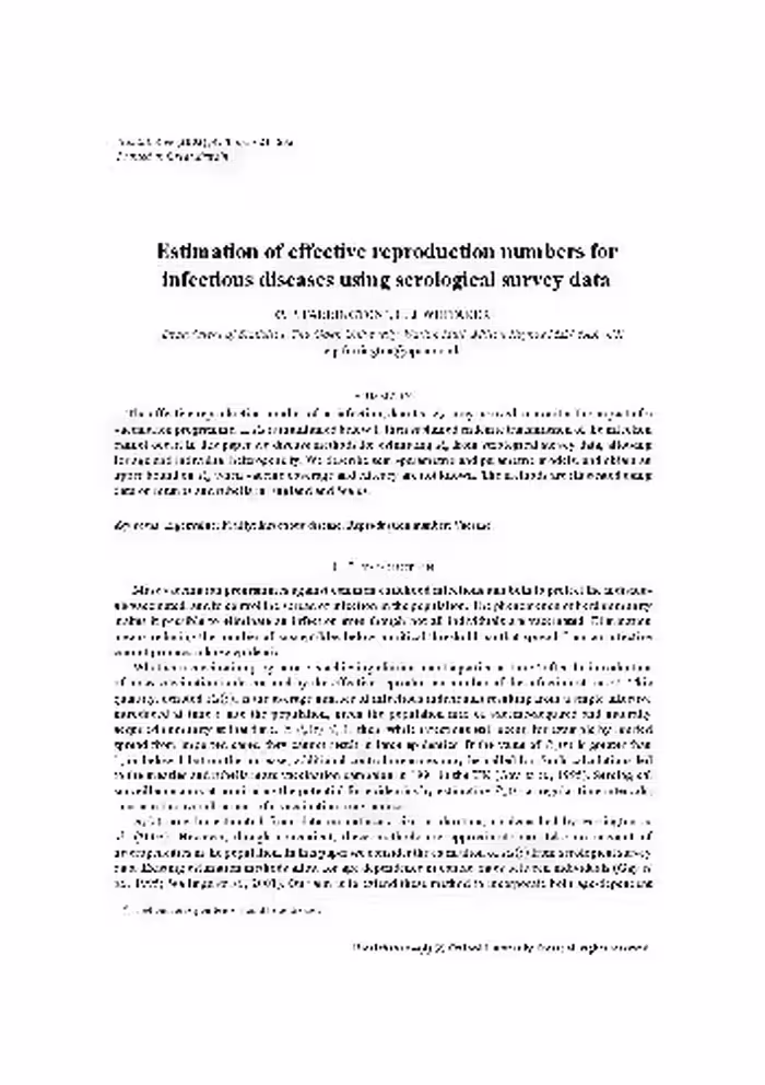 خرید و دانلود نسخه کامل کتاب Estimation of effective reproduction numbers for infectious diseases using serological survey data