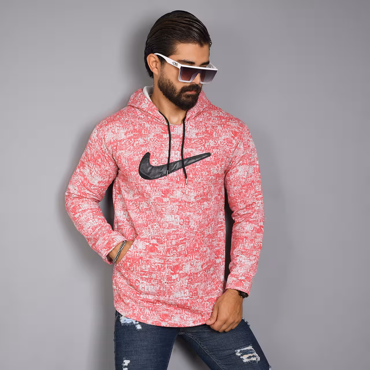 هودی نایک قرمز مردانه مدل N22