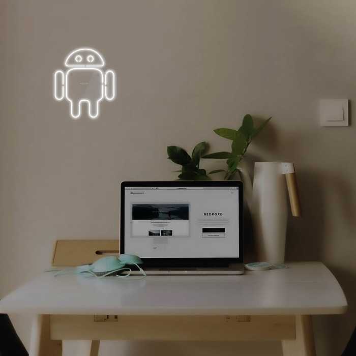 چراغ دیواری نئون دیزاین طرح Android-Logo_WHT