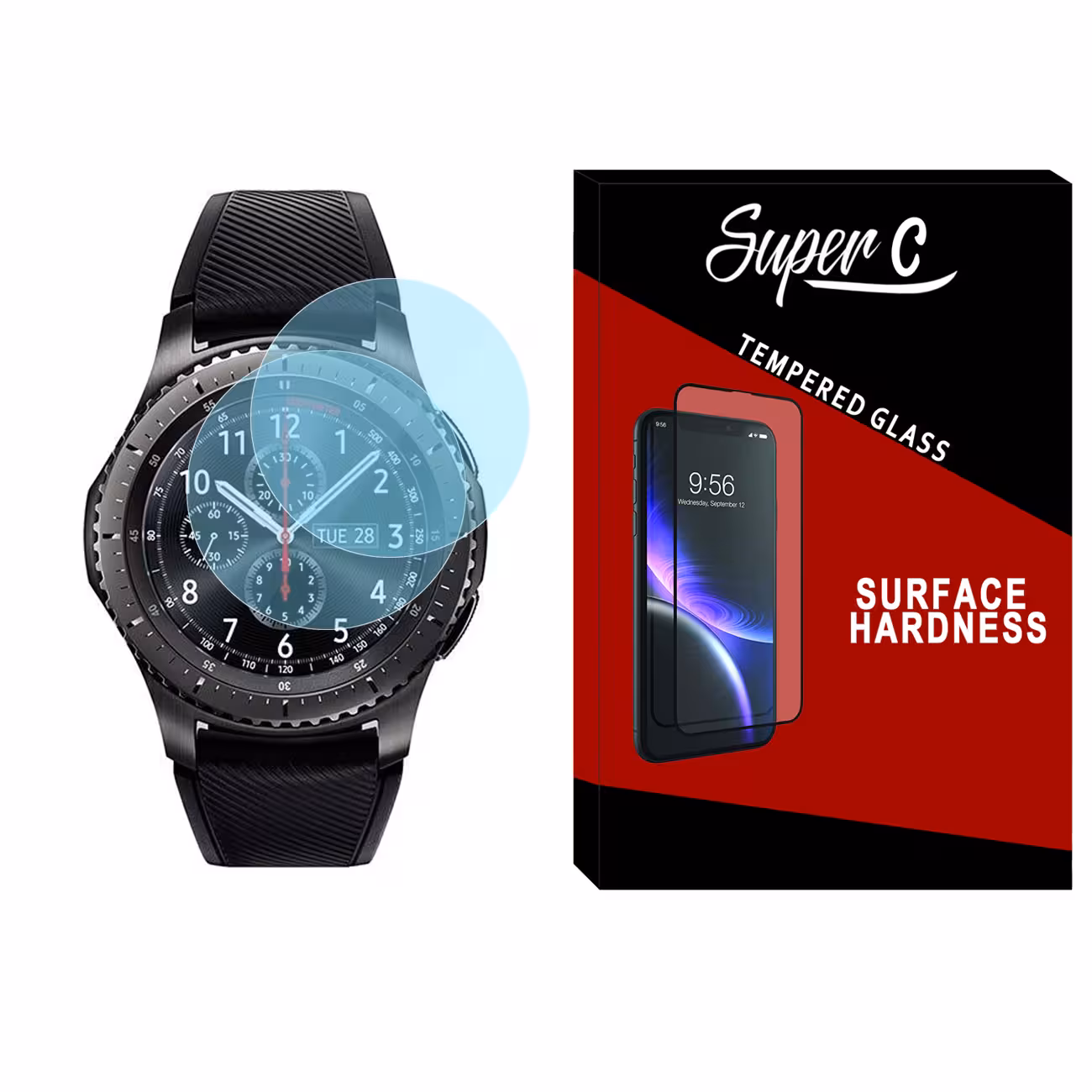 محافظ صفحه نمایش شیشه ای سوپرسی مدل SH-SC مناسب برای ساعت هوشمند سامسونگ Galaxy Watch Gear S3 بسته دو عددی