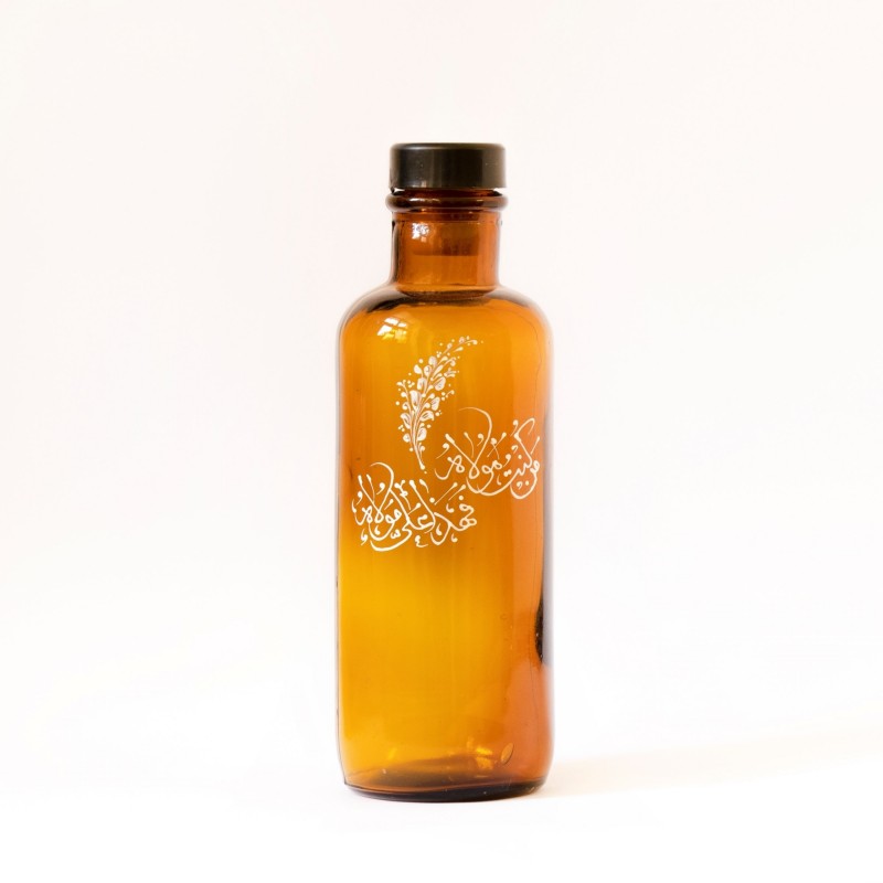 010233-شیشه ویترای قهوه ای متوسط طرح من کنت مولاه فهذا علی مولاه کد101186