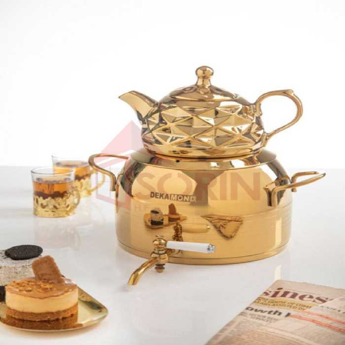 کتری قوری دکاموند کف چدن طلایی کد 6045