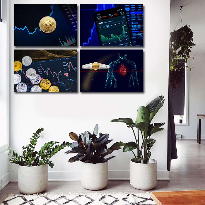 تابلو شاسی مدل ارز دیجیتال بیتکوین کد 05 مجموعه 4 عددی | دنیای قاب