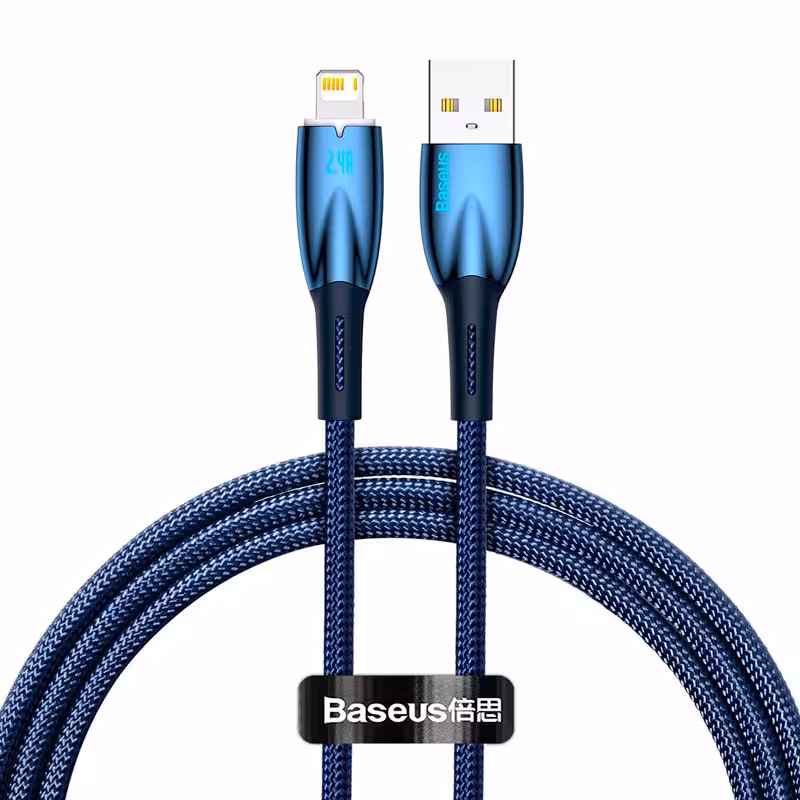 کابل آیفونی فست شارژ Baseus Glimmer Series CADH00020 2.4A 1m