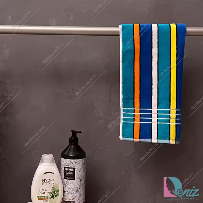 حوله دستی طرح بلایند چند رنگ (آبی)
