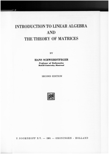 خرید و دانلود نسخه کامل کتاب Introduction to Linear Algebra and the Theory of Matrices