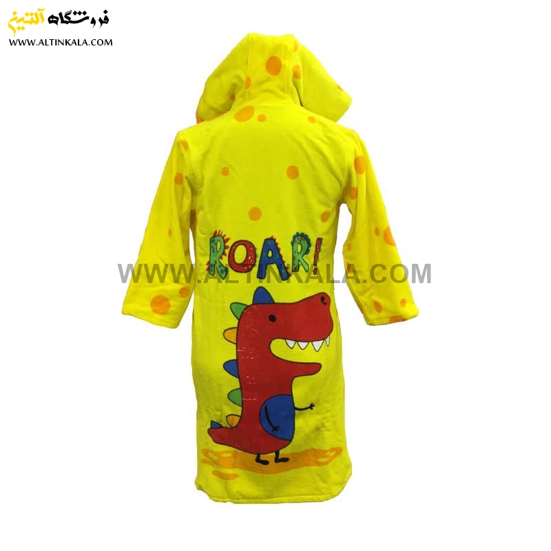 حوله پالتویی بچه گانه پودایران طرح دینو زرد سایز 100