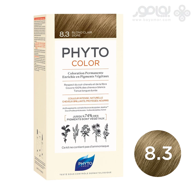 کیت رنگ موی بدون آمونیاک فیتو شماره 8.3 رنگ بلوند طلایی روشن