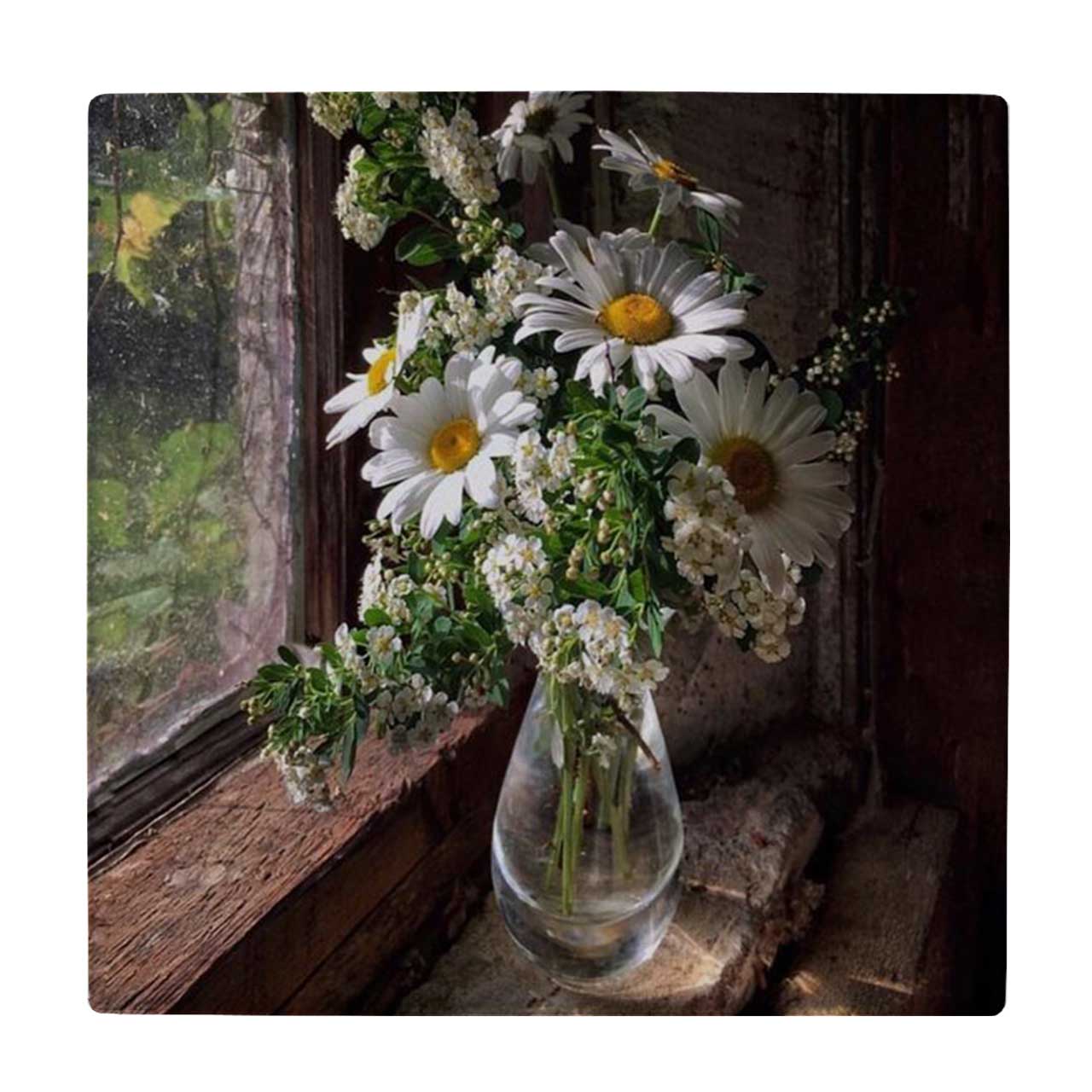 کاشی طرح گلدان شیشه ای پشت پنجره کد wk3878