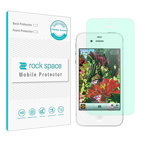 گلس آیفون P4-4S مدل نانو هیدروژل گرین لایت برند راک اسپیس کد S