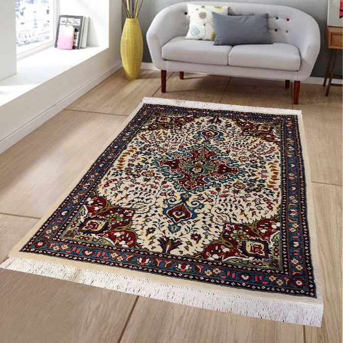 فرش دستبافت یک و نیم  متری طرح ترنج کد SH 95