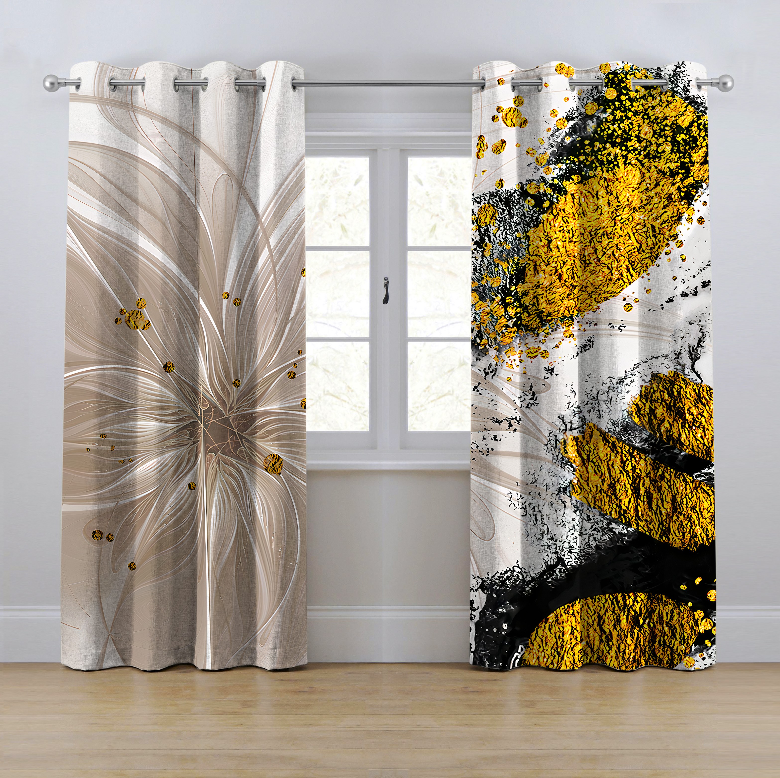 پرده پانچی مدل گل محو ابعاد ارتفاع280در عرض145