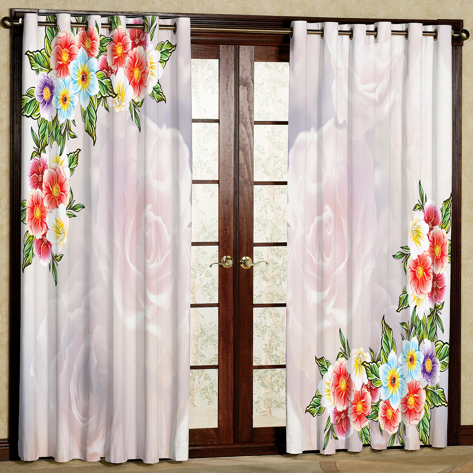  پرده مدل هازان طرح گل سایز 280x140 سانتی متر