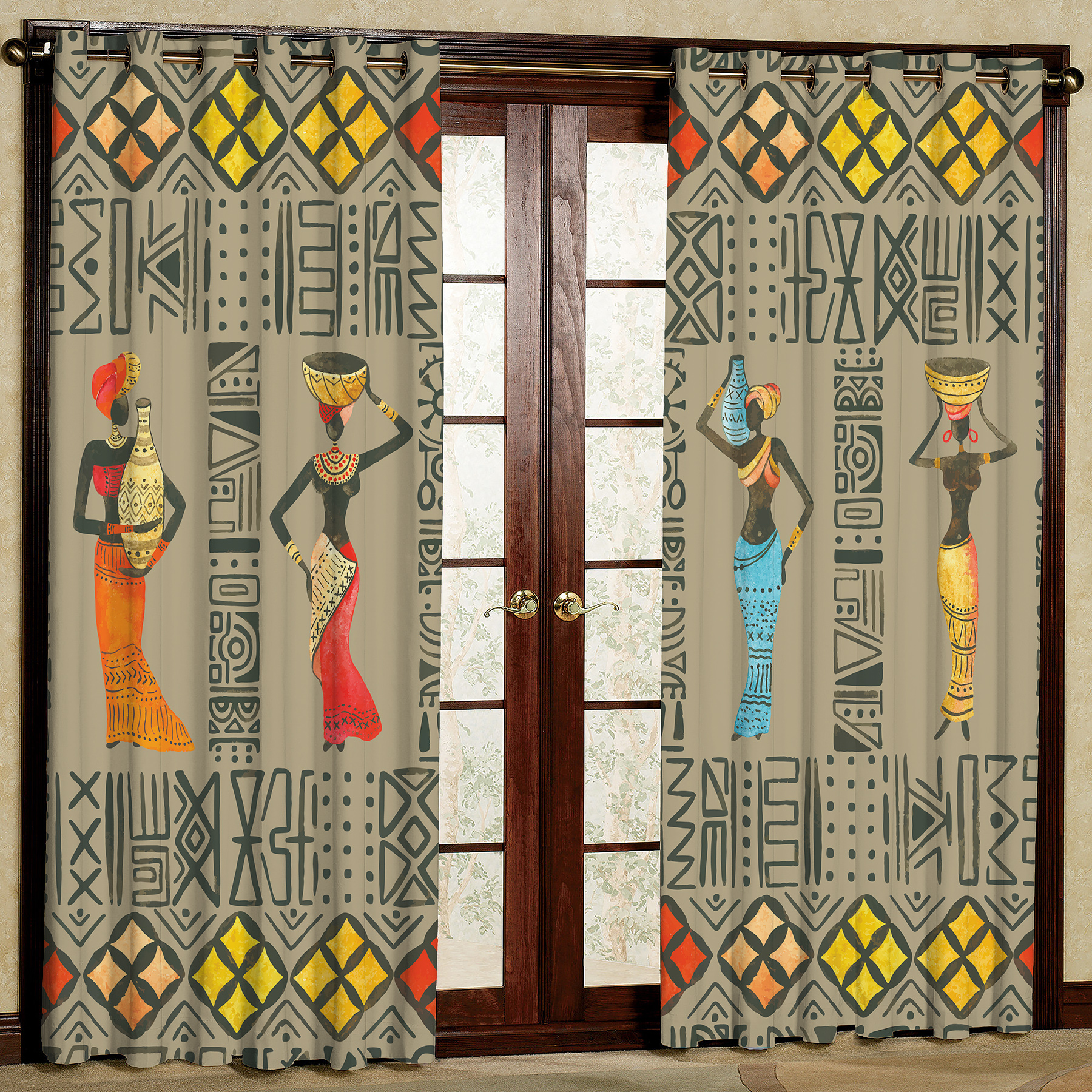 پرده چاپی مدل هازان طرح باستانی سایز 280x140 سانتی متر