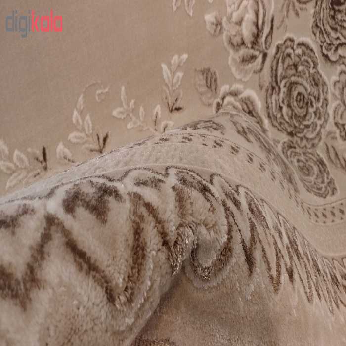 فرش ماشینی زمرد مشهد طرح 1913 زمینه بژ