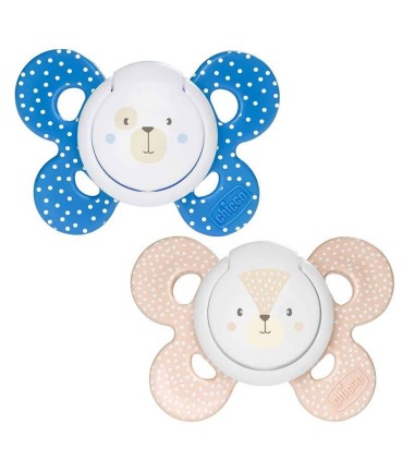 پستانک  فیزیو کامفورت 2 عددی چیکو طرح خرس خالدار آبی و کرم Chicco