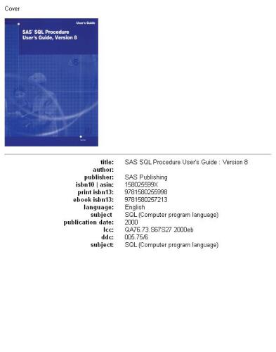 خرید و دانلود نسخه کامل کتاب SAS SQL procedure user&#039;s guide: version 8