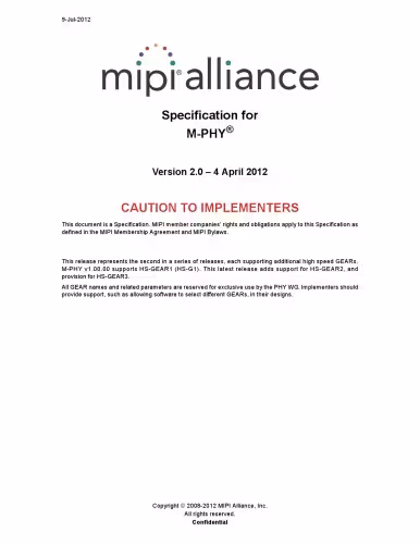 خرید و دانلود نسخه کامل کتاب MIPI Specification for M-PHY Version 2.0
