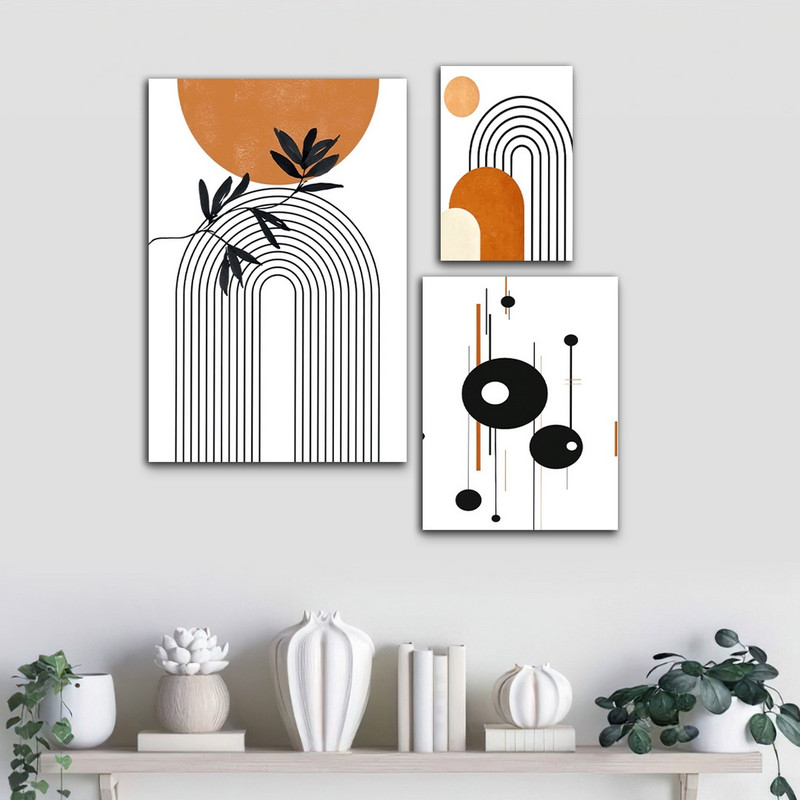 تابلو شاسی دنیای قابطرح نقاشی مینیمال مدل SH-733 مجموعه 3 عددی | دنیای قاب