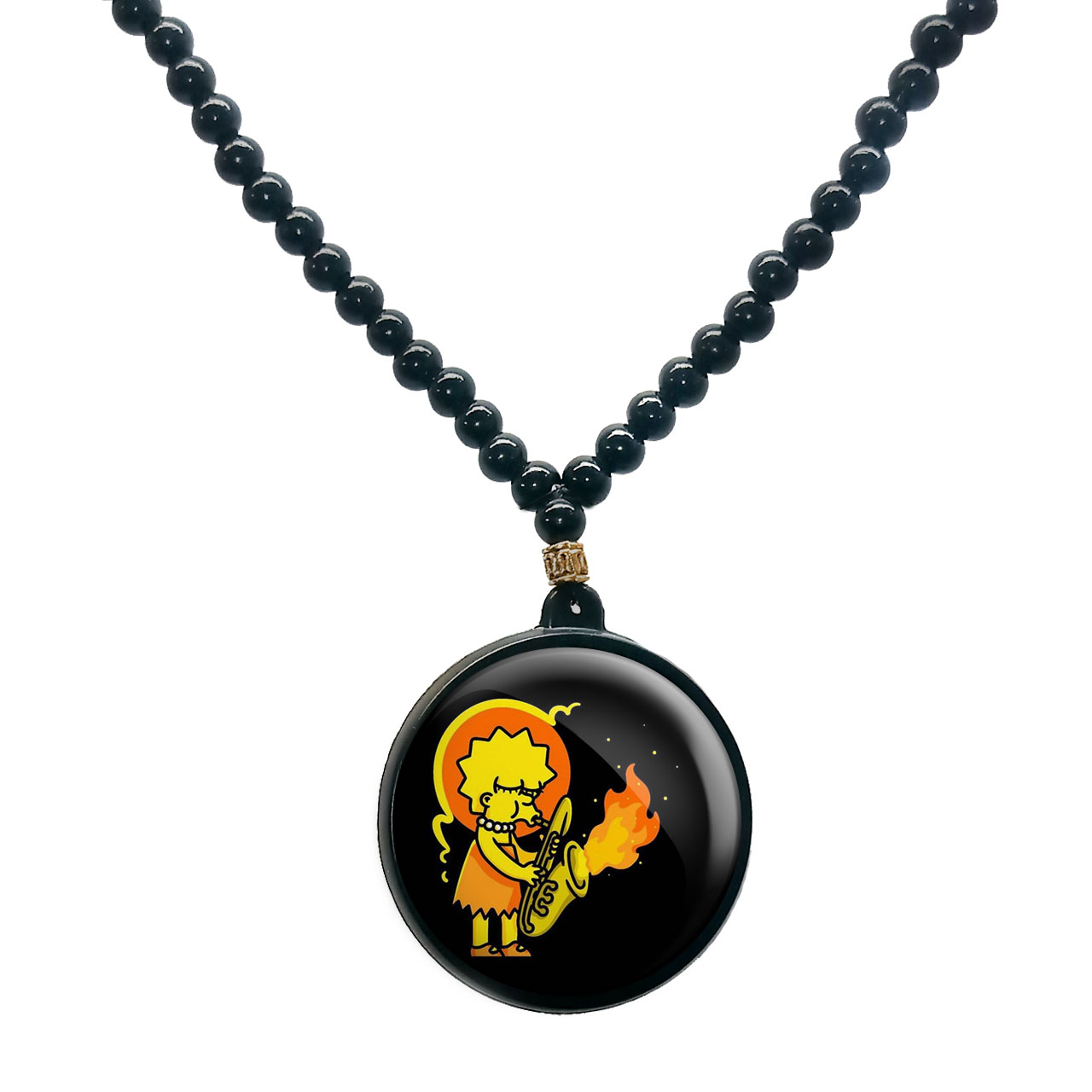 گردنبند پرمانه طرح سیمپسون ها کد pmd.21352 مدل دو طرفه